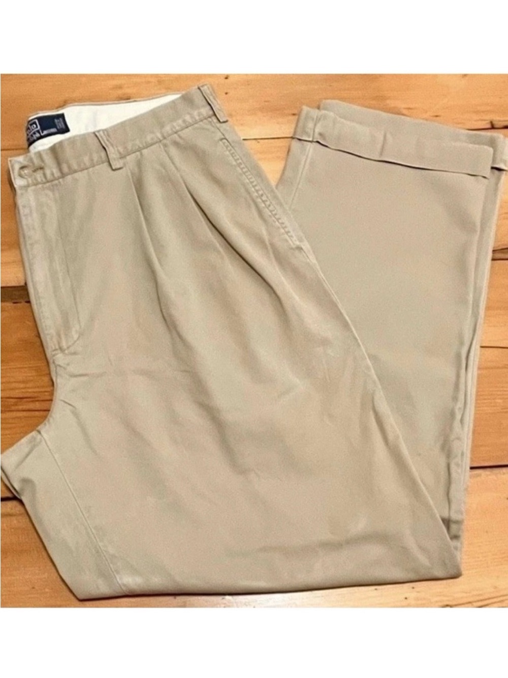 POLO Ralph Lauren Khaki Pants 36x32 (actual 36x30.5) ~ Pleated Straight Leg